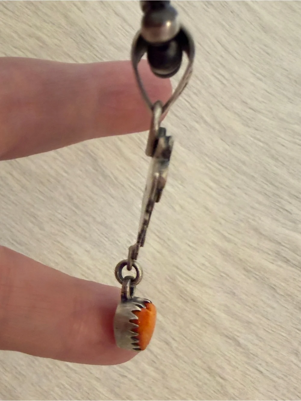 ❤️ Orange Spiny Oyster Heart Sterling Hand Stamped Highland Cow Pendant 1.97”L - Picture 5 of 13